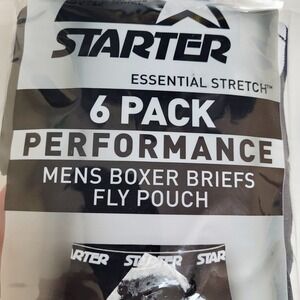 Starter 6 Pack Mens Medium Boxer Briefs Performance Essential Stretch Fly Pouch